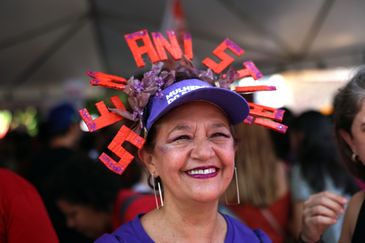 Brasília (DF), 08/03/2025 - Rita Andrade participa da Marcha no 8 de março, Dia Internacional da Mulher. Foto: José Cruz/Agência Brasil