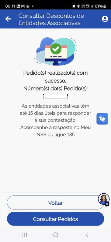 Brasília (DF), 14/05/2025 - Aplicativo do INSS mostra uma notificação para pessoas que sofreram descontos feitos por associações em seus benefícios. O serviço indica aonde “Consultar Descontos de Entidades Associativas”. Foto: INSS/Divulgação