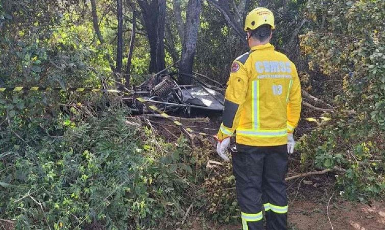 Praia Grande (SC), 21/06/2025 - Parte dos destroços do balão caiu em uma área de mata em Praia Grande. Foto: CBM-SC/Divulgação