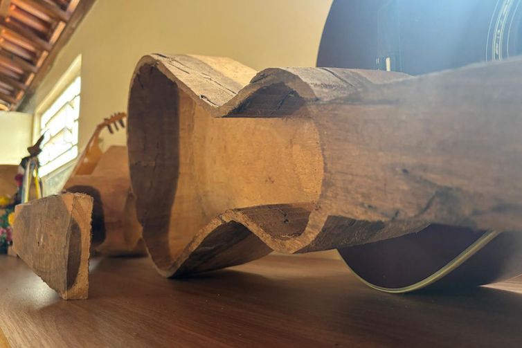 Santo Antônio do Leverger (MT), 05/09/2025 - Viola do artesão Alcides Ribeiro dos Santos, fundador do Museu da Viola de Cocho. Foto: Marieta Cazarré/TV Brasil