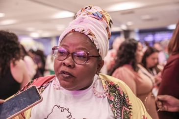 Brasília (DF), 01/10/2025 – Dalvilene Cardoso, durante a 5ª Conferência Nacional de Políticas para as Mulheres.
Foto: José Cruz/Agência Brasil