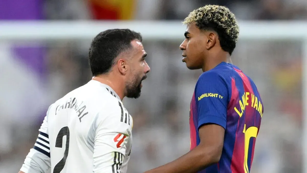 O capitão do Real Madrid, Dani Carvajal, e a estrela do Barcelona, ​​Lamine Yamal