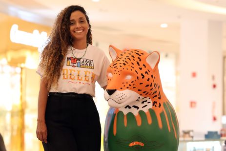 Belém (PA), 24/10/2025 - Galeria a céu aberto com estátuas de onças coloridas. Foto: Jaguar Parade/Divulgação