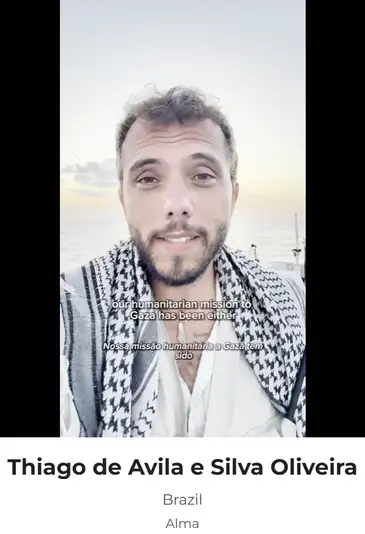 Ativista brasileiro Thiago Ávila é capturado por Israel em Flotilha a caminho de Gaza