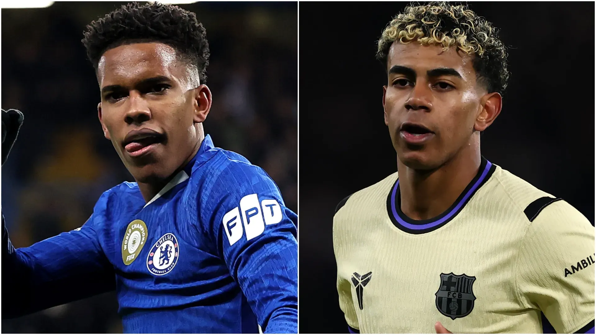 Estevão, do Chelsea, e Lamine Yamal, do Barcelona