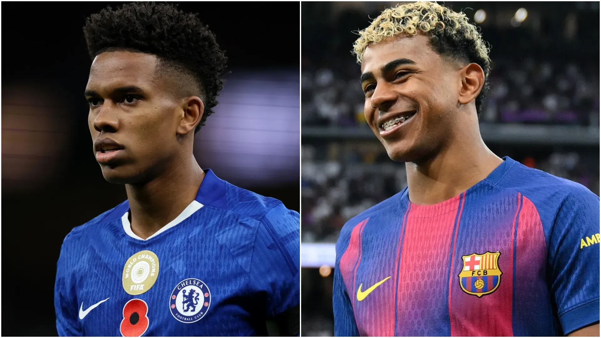 Estevão, estrela do Chelsea, e Lamine Yamal, do Barcelona
