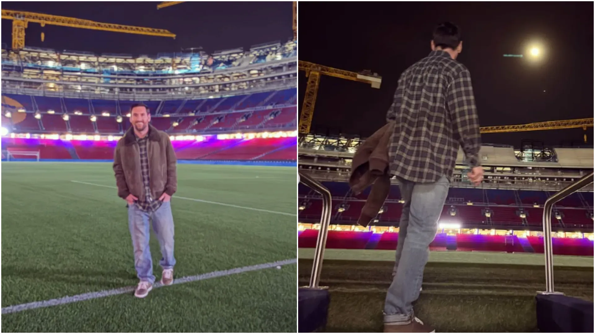 Lionel Messi visitando o Spotify Camp Nou
