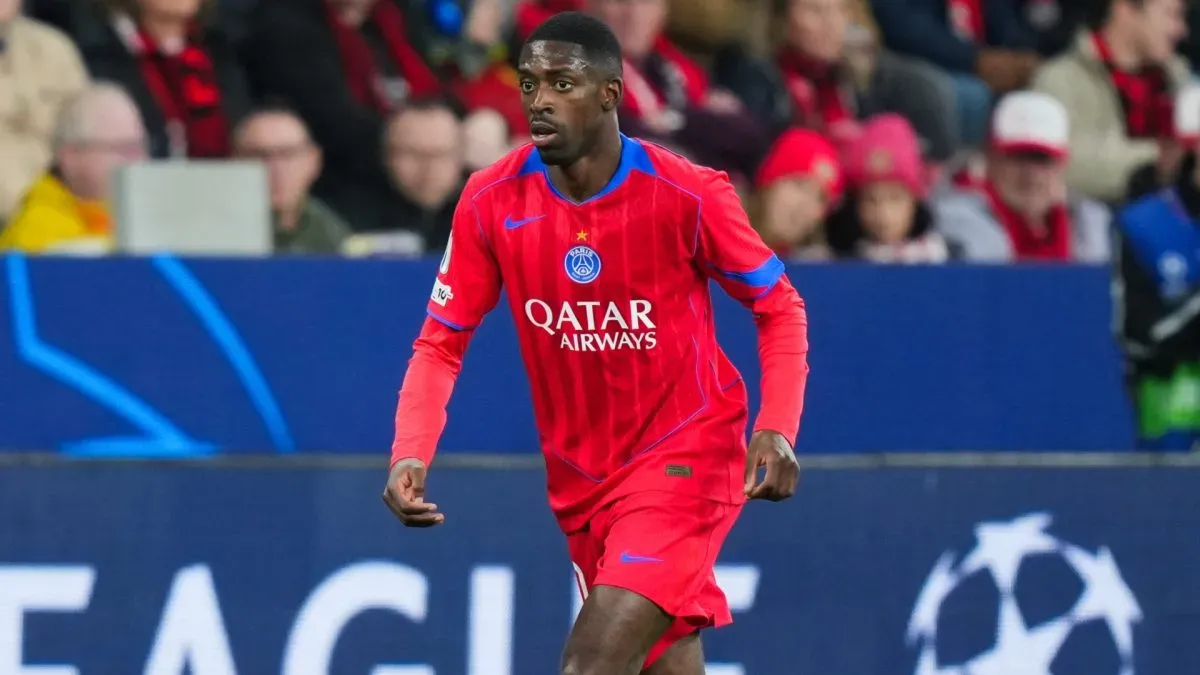 Ousmane Dembele, do PSG, contra o Bayer Leverkusen.