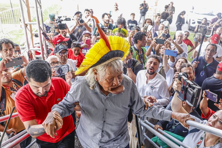 Belém (PA), 16/11/2025 - Cacique Raoni Metuktire durante encerramento da cúpula dos povos 
Foto: Tânia Rêgo/Agência Brasil