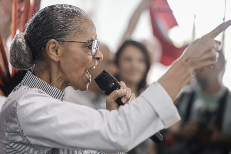 Belém (PA), 16/11/2025 - Ministra Marina Silva discursa durante encerramento da cúpula dos povos.
Foto: Tânia Rêgo/Agência Brasil