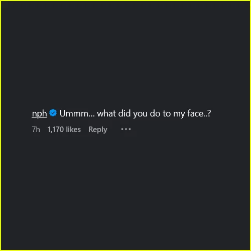 Comentário de Neil Patrick Harris no Instagram