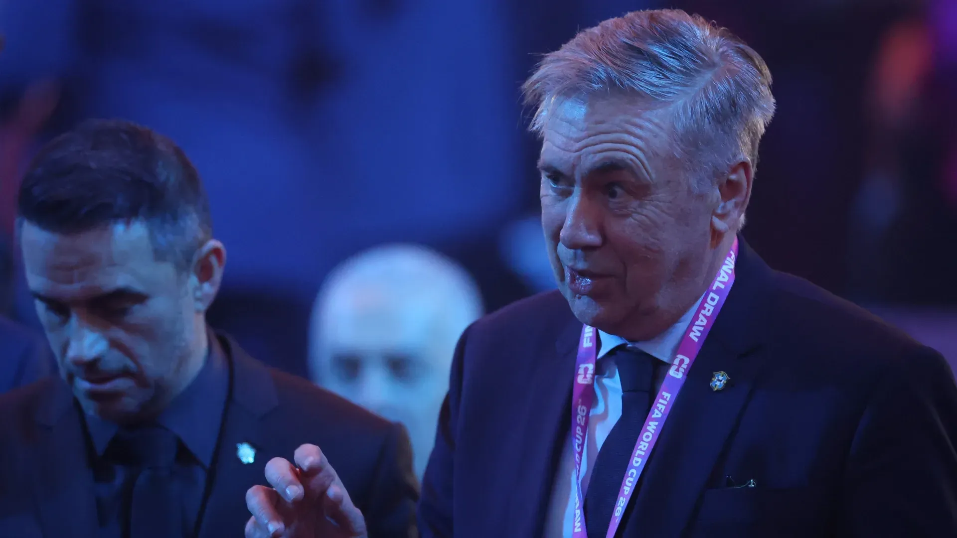 Carlo Ancelotti, técnico do Brasil, durante o sorteio oficial da Copa do Mundo FIFA 2026.