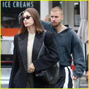 Hailey e Justin Bieber saem para almoçar no WeHo