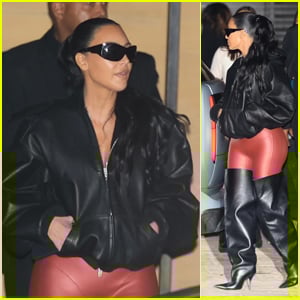 Kim Kardashian usa calças vermelhas justas para jantar com a filha North West e amigos em Malibu