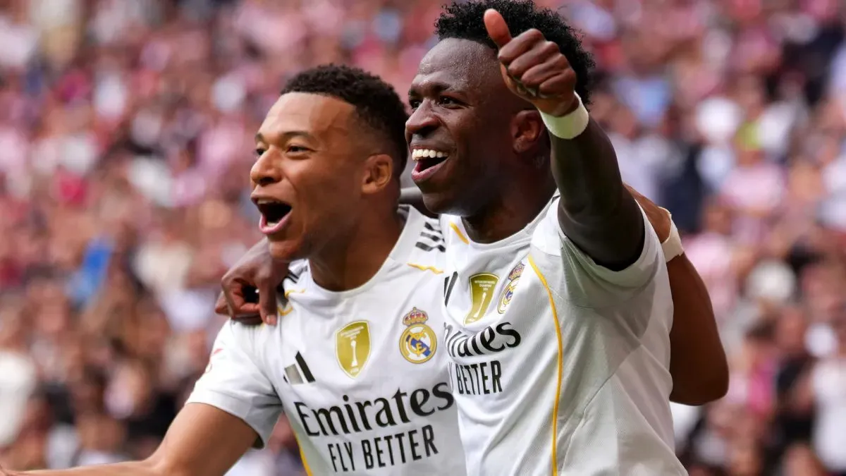 Kylian Mbappé e Vinicius Jr, do Real Madrid