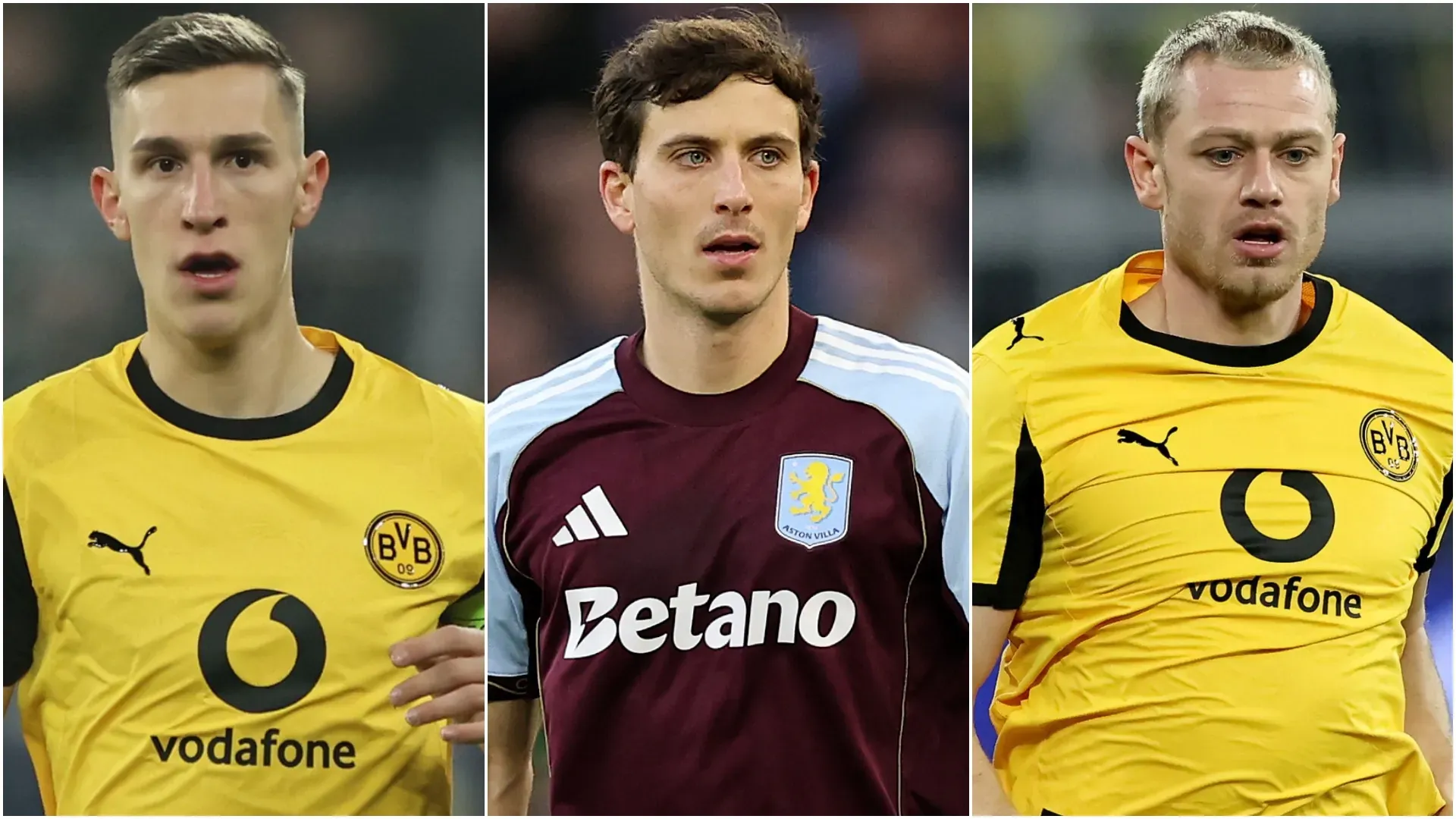 Nico Schlotterbeck, do Borussia Dortmund, Julian Ryerson e Pau Torres, do Aston Villa