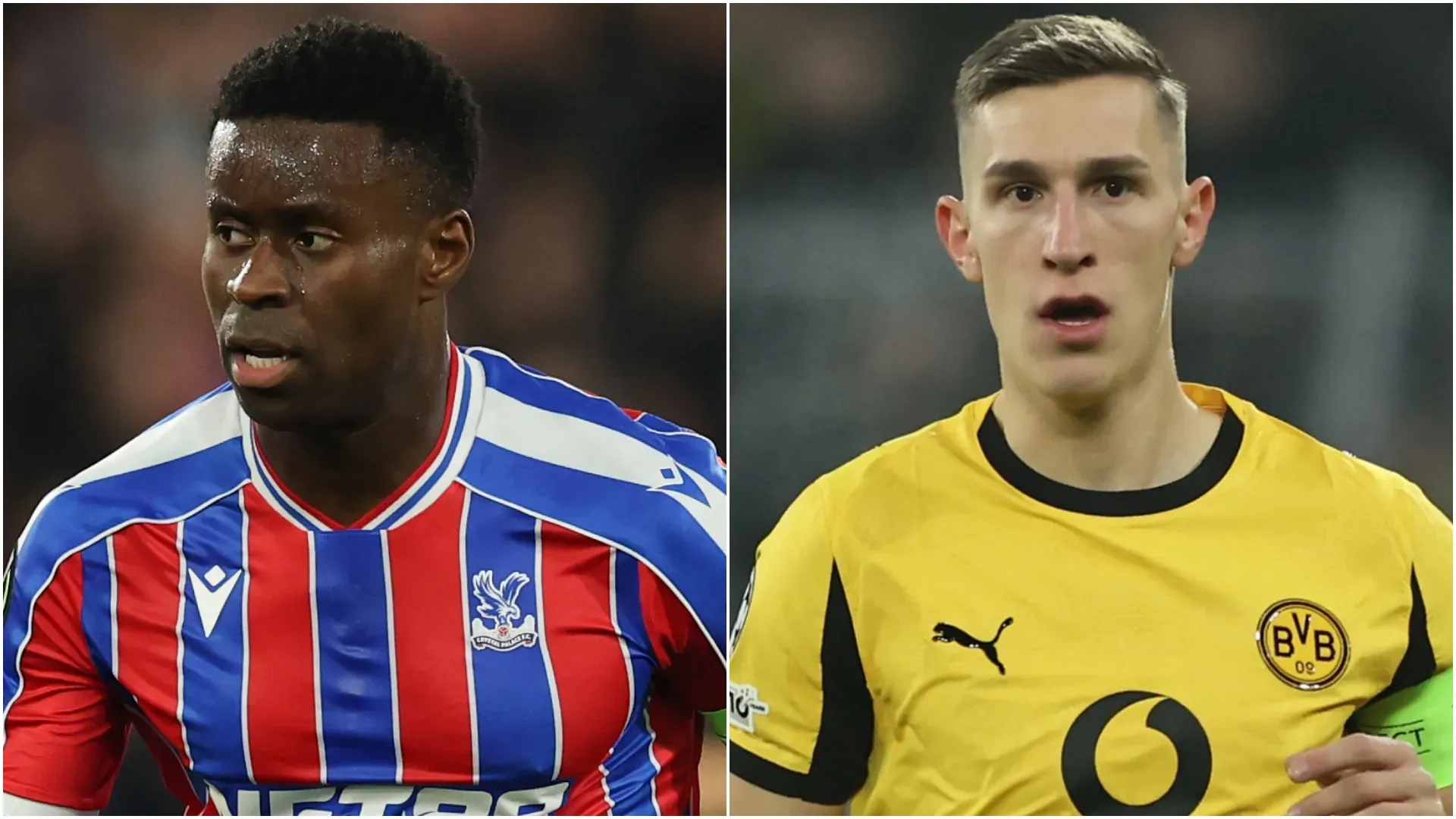 Marc Guéhi, do Crystal Palace, e Nico Schlotterbeck, do Borussia Dortmund