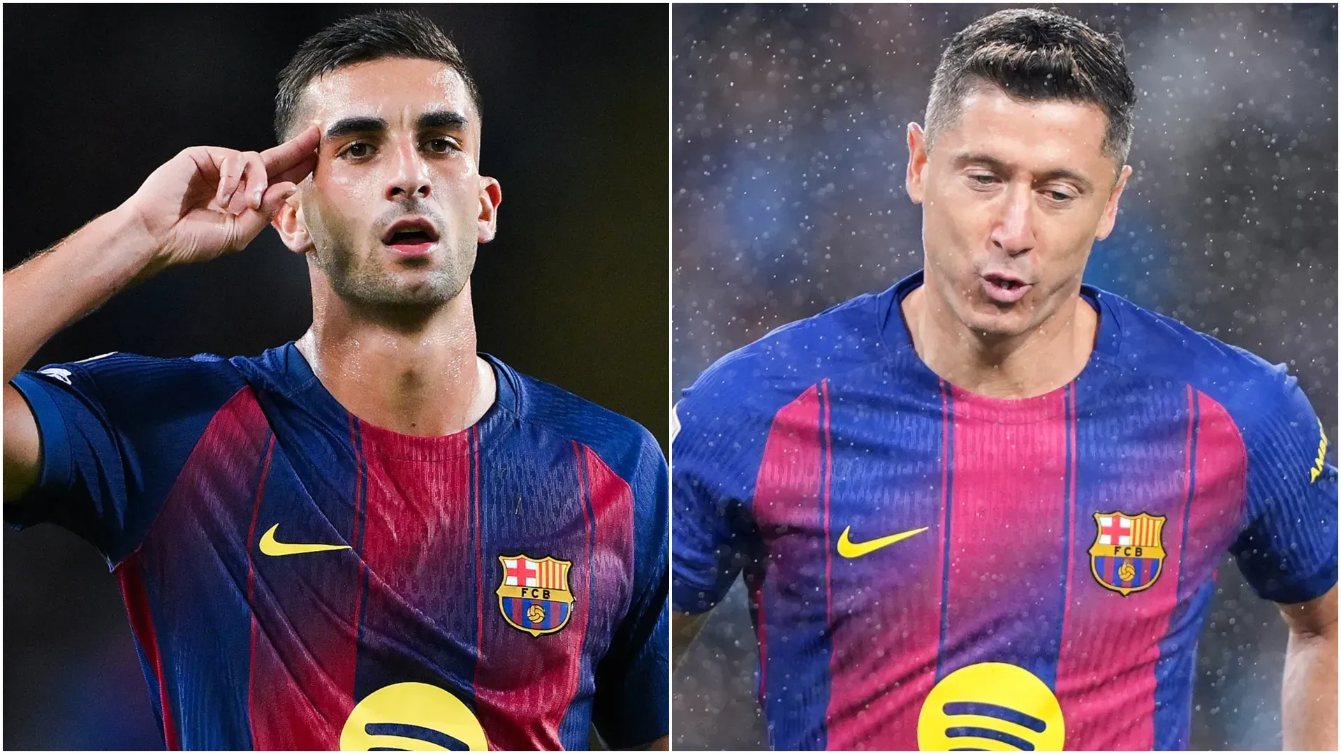 Ferran Torres e Robert Lewandowski, do Barcelona.