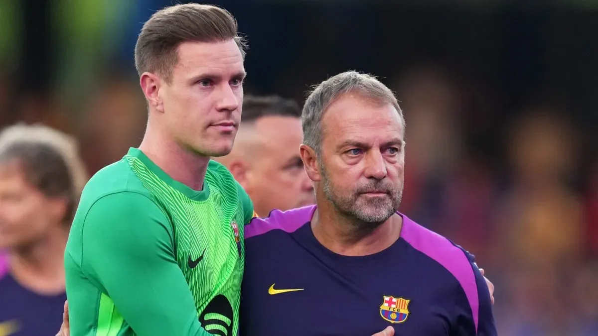 Ter Stegen e Hansi Flick, do Barcelona