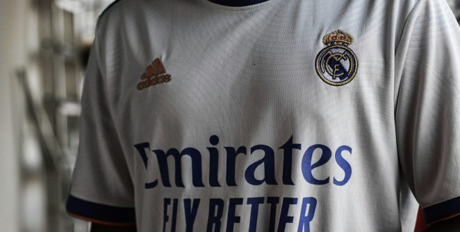 a close up of a soccer jersey on a person