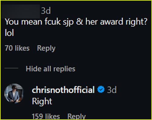 Captura de tela do Instagram de Chris Noth