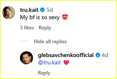 Comentário da namorada de Gleb Savchenko