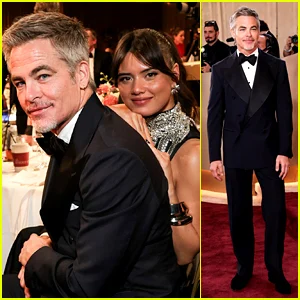 Chris Pine faz uma aparição rara com a namorada Keana Sky Wenger no Globo de Ouro de 2026