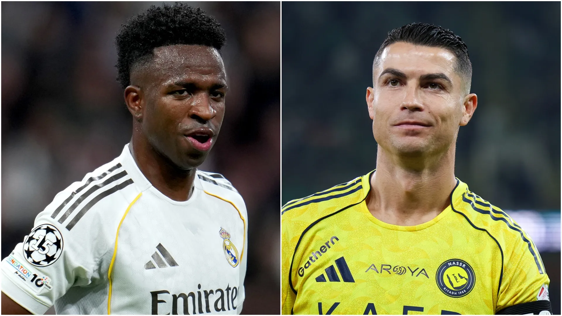 Real Madrid's Vinicius Jr and Al Nassr's Cristiano Ronaldo