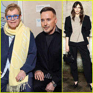 Elton John e David Furnish fazem rara aparição pública no desfile Jacquemus Paris Fashion Week