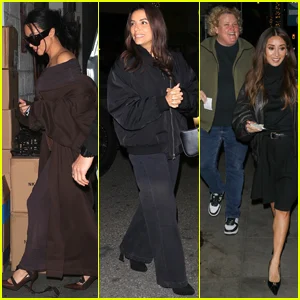 Kim Kardashian sai para jantar com a diretora de 'The Fifth Wheel' Eva Longoria e co-estrelas!