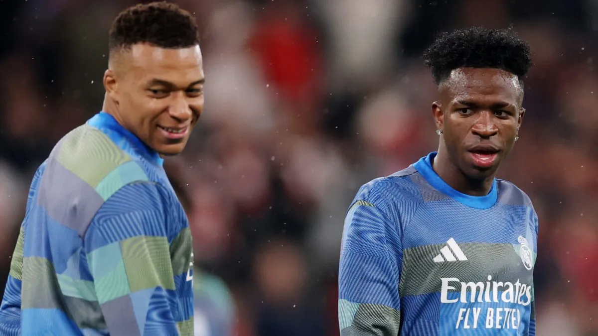 Kylian Mbappé e Vinicius Junior, do Real Madrid