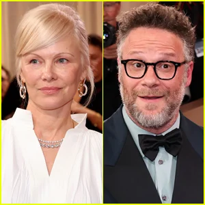 Pamela Anderson explica por que se sentiu 'nojenta' por estar perto de Seth Rogen no Globo de Ouro de 2026