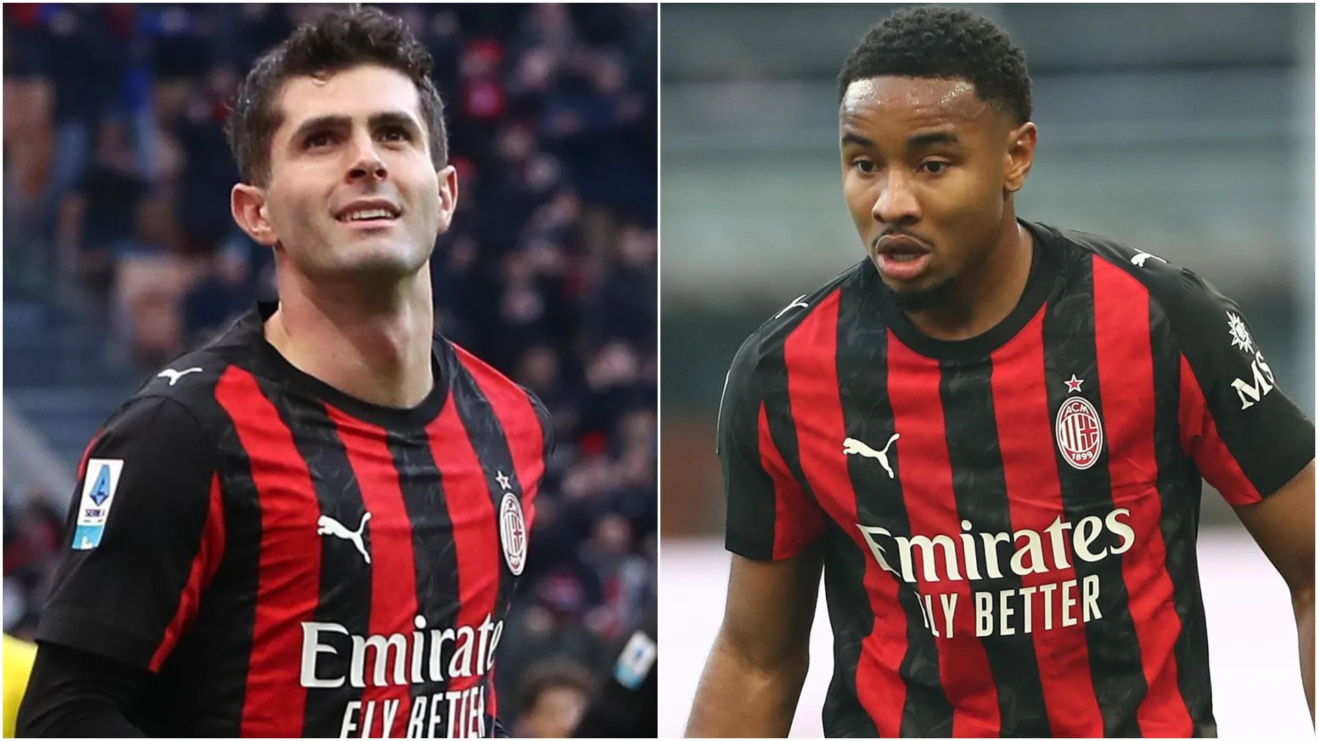 Christian Pulisic e Christopher Nkunku do AC Milan