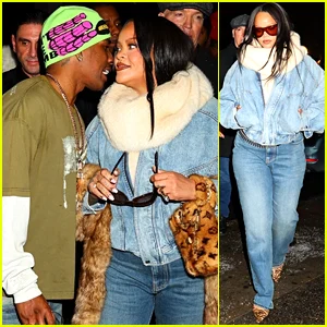 Rihanna usa jeans com jeans para exibição privada do álbum 'Don't Be Dumb' do namorado A$AP Rocky