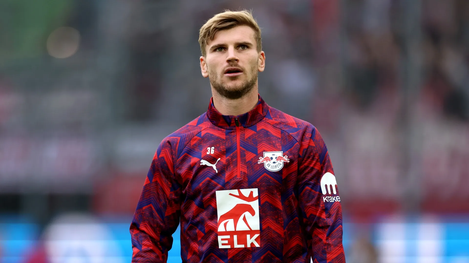 Timo Werner do RB Leipzig se aquecendo.