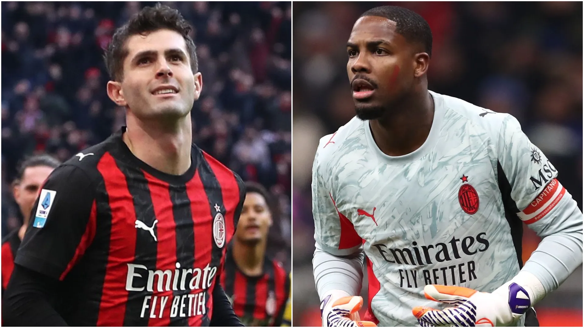 Christian Pulisic e Mike Maignan do AC Milan