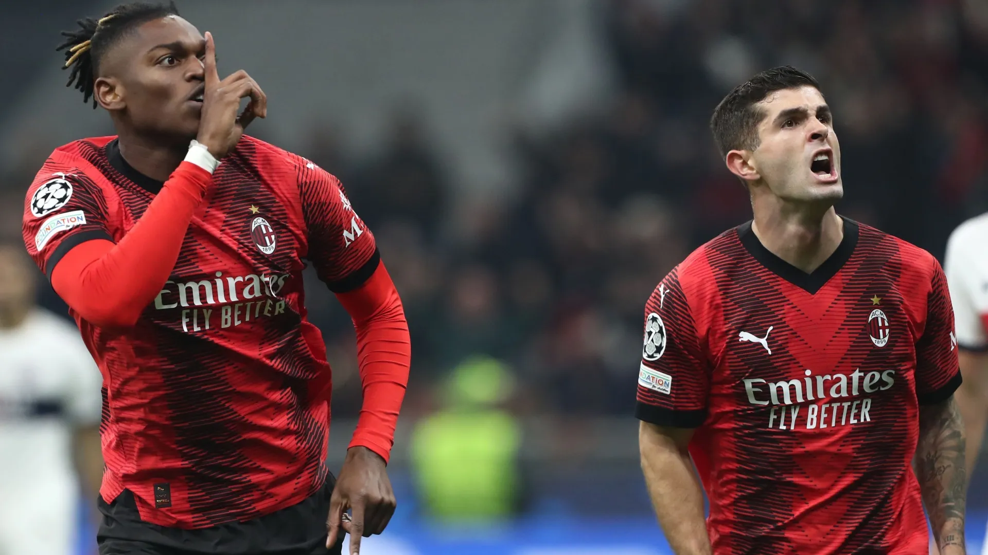 Rafael Leão e Christian Pulisic, do AC Milan