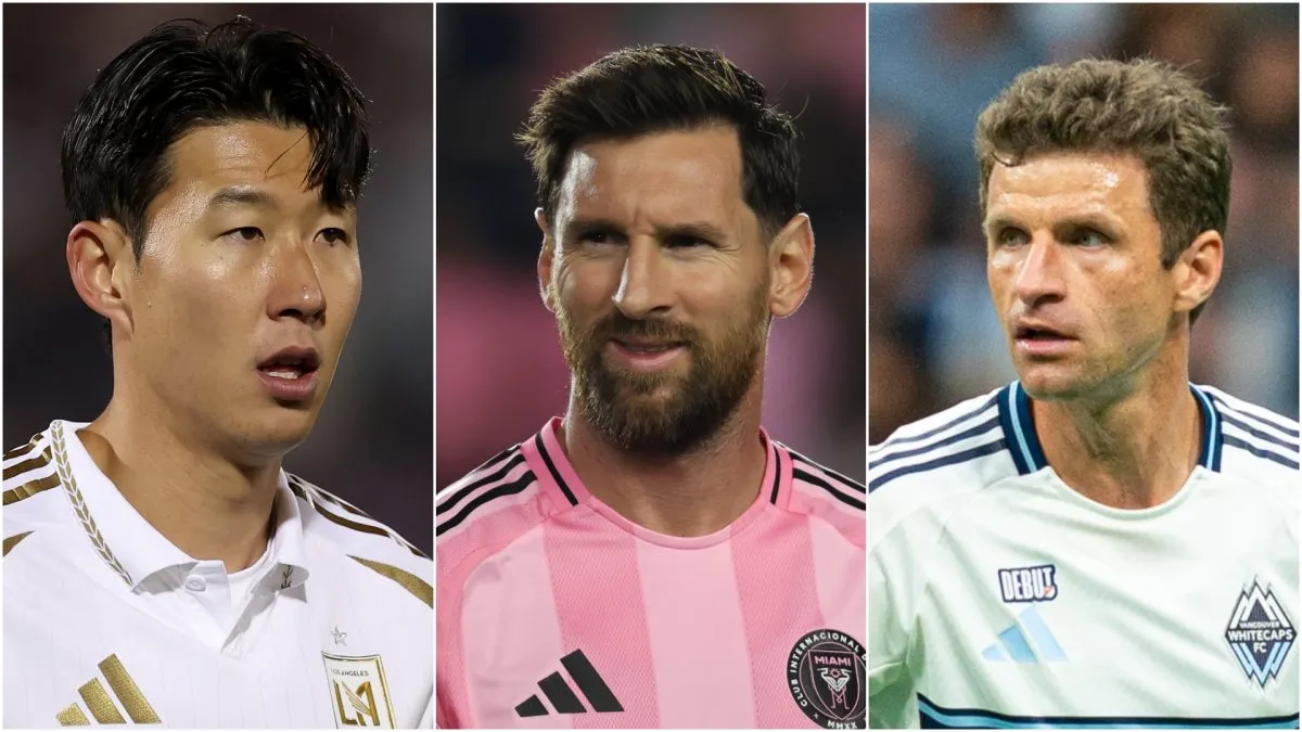 Heung Min Son (L) do Los Angeles Football Club, Lionel Messi (M) #10 do Inter Miami CF e Thomas Muller (R) #13 do Vancouver Whitecaps.