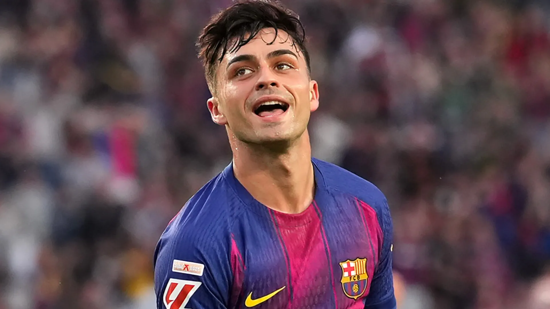 Pedri, do Barcelona, ​​comemorando um gol