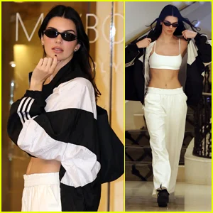Kendall Jenner fica esportiva em roupa preta e branca ao sair em Los Angeles