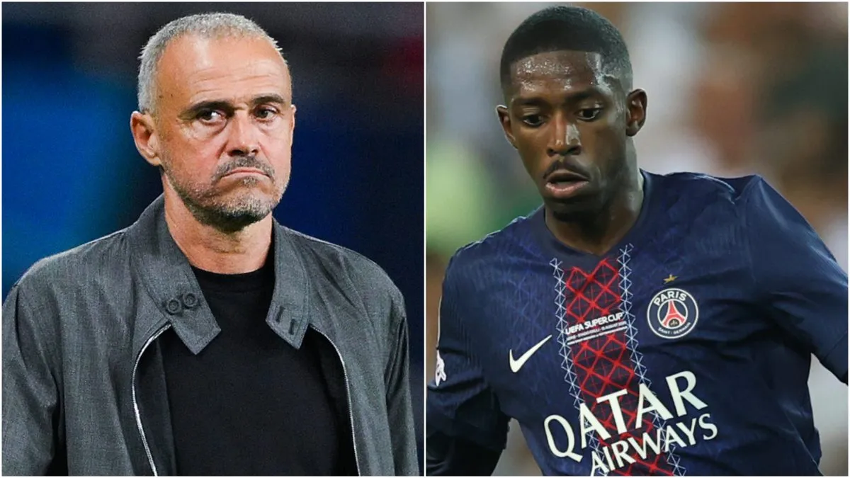 Luis Enrique e Ousmane Dembélé, do PSG