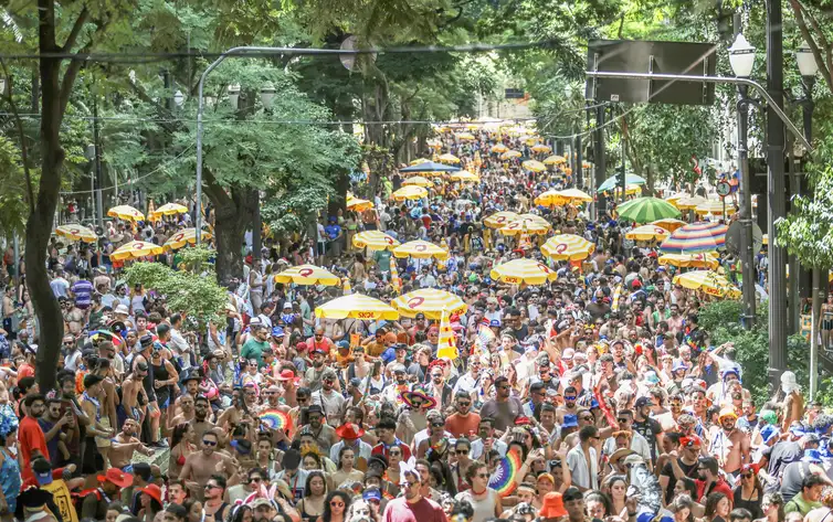 São Paulo (SP), 15/02/2026 - Desfile do Bloco Afro na Rua, na Avenida São Luiz.
Foto: Paulo Pinto/Agência Brasil