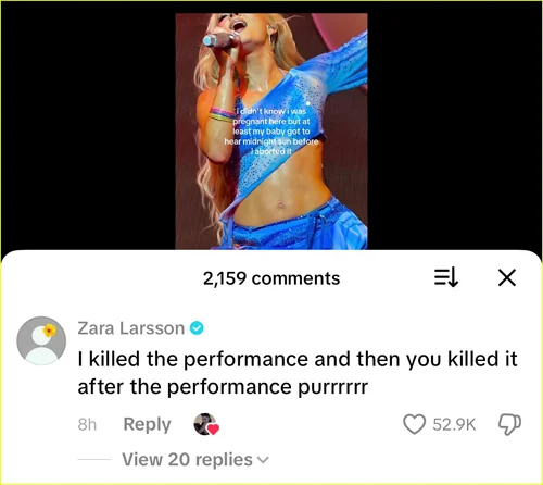 Comentário de Zara Larsson