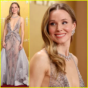 A apresentadora Kristen Bell brilha no tapete vermelho ao chegar ao Actor Awards 2026