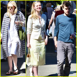 Dakota Fanning almoça em Los Angeles com a irmã Elle Fanning e seu namorado Gus Wenner