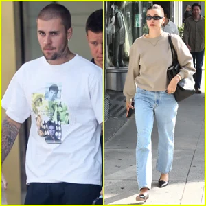 Justin e Hailey Bieber saem separados em Beverly Hills após comemorar seu 32º aniversário no Japão