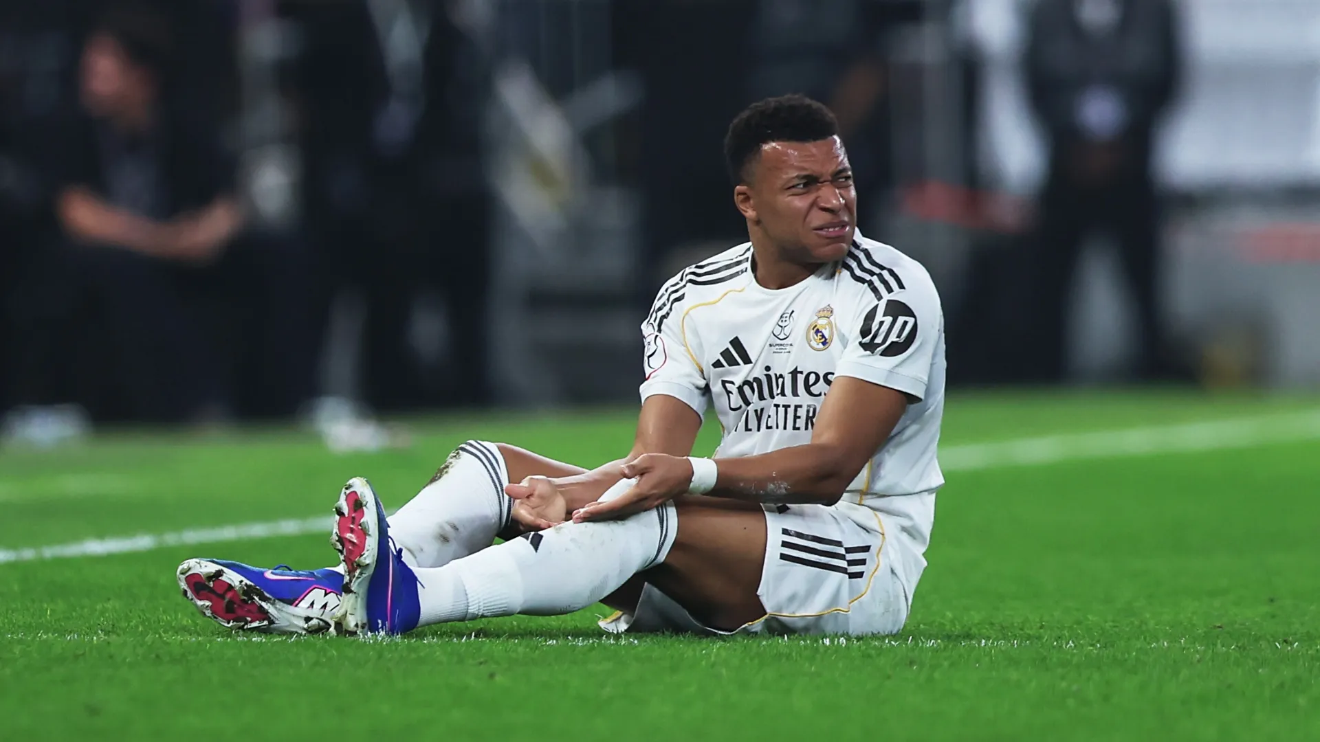 Kylian Mbappe do Real Madrid durante a final da Supercopa da Espanha contra o FC Barcelona.