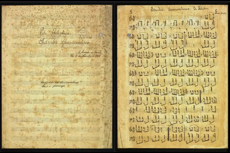 Acervo da Biblioteca Nacional. Manuscrito de Pelo Telephone, de Donga, integra o acervo da Biblioteca Nacional.