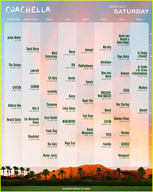 Horários do Coachella 2026