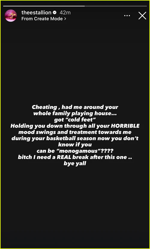 História do Instagram do garanhão de Megan Thee